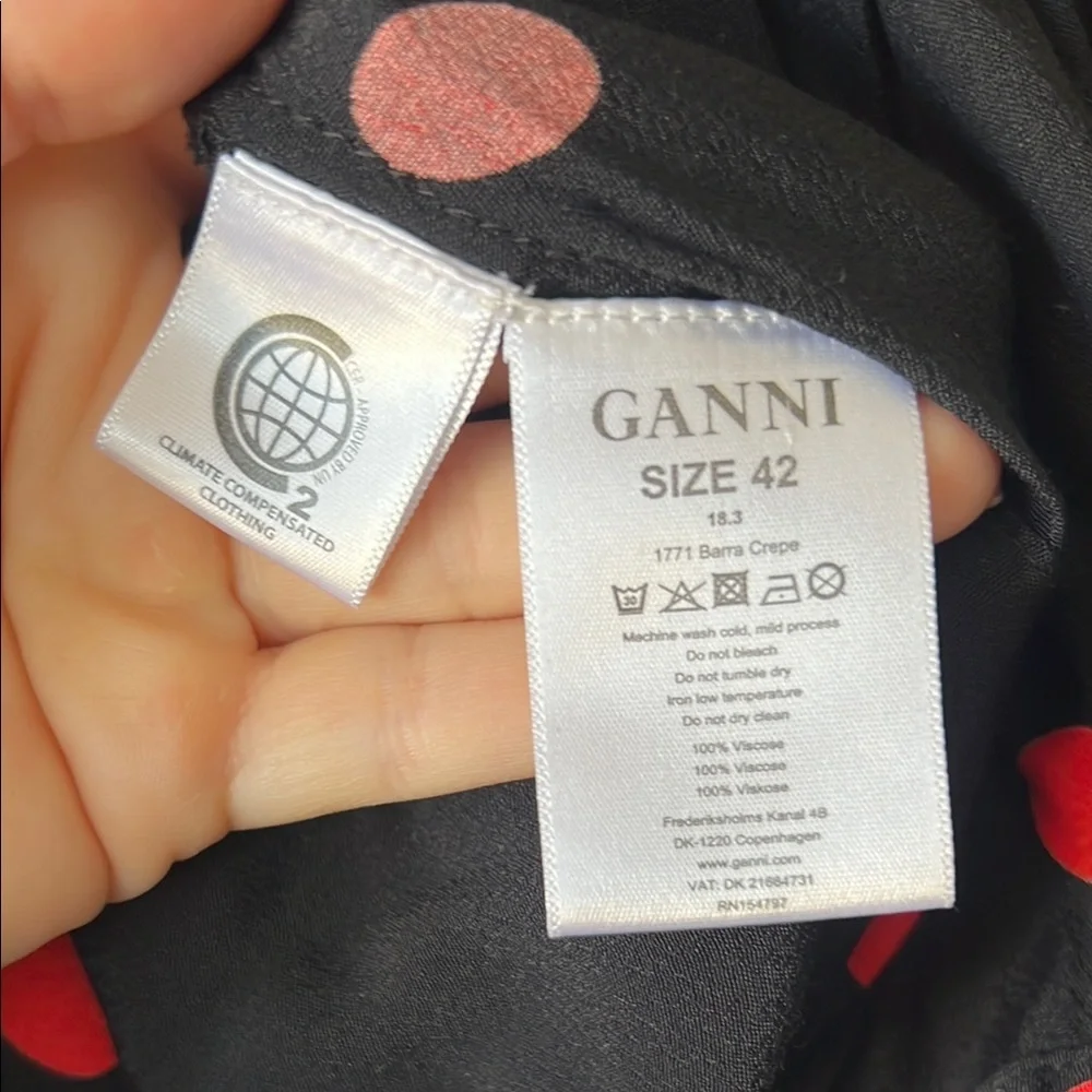 Ganni Black and Red Cowl Neck Wrap Dress - Picture 8 of 8